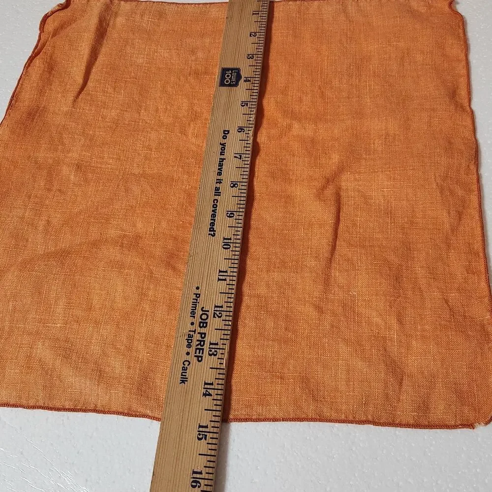 Vintage Orange Linen Cloth Napkins Set Of 4 Dining Table Kitchen Boho Colorful